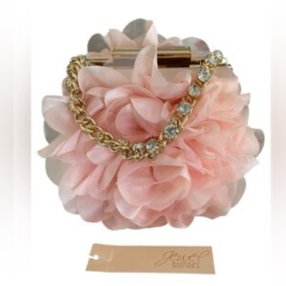 Jewel Badgley Mischka Blush Natasha Ruffle Box Clutch-NWT - Picture 11 of 13